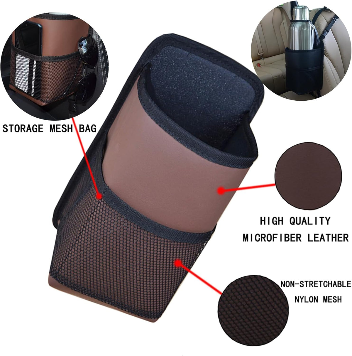 Large Car Cup Holder Expander Water Bottles, Big Drinks Holder Bag(Black)