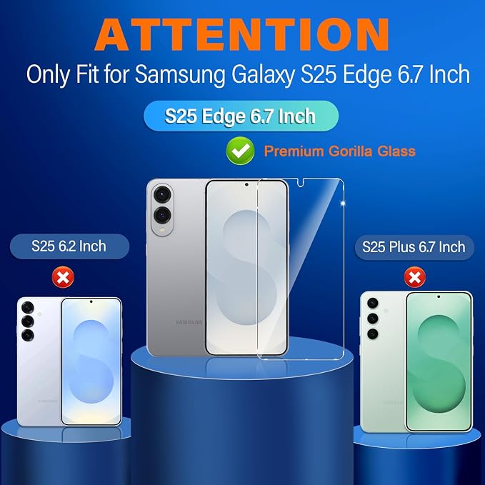 firtstnow 3 Pack for Samsung Galaxy S25 Edge Screen Protector Tempered Glass +