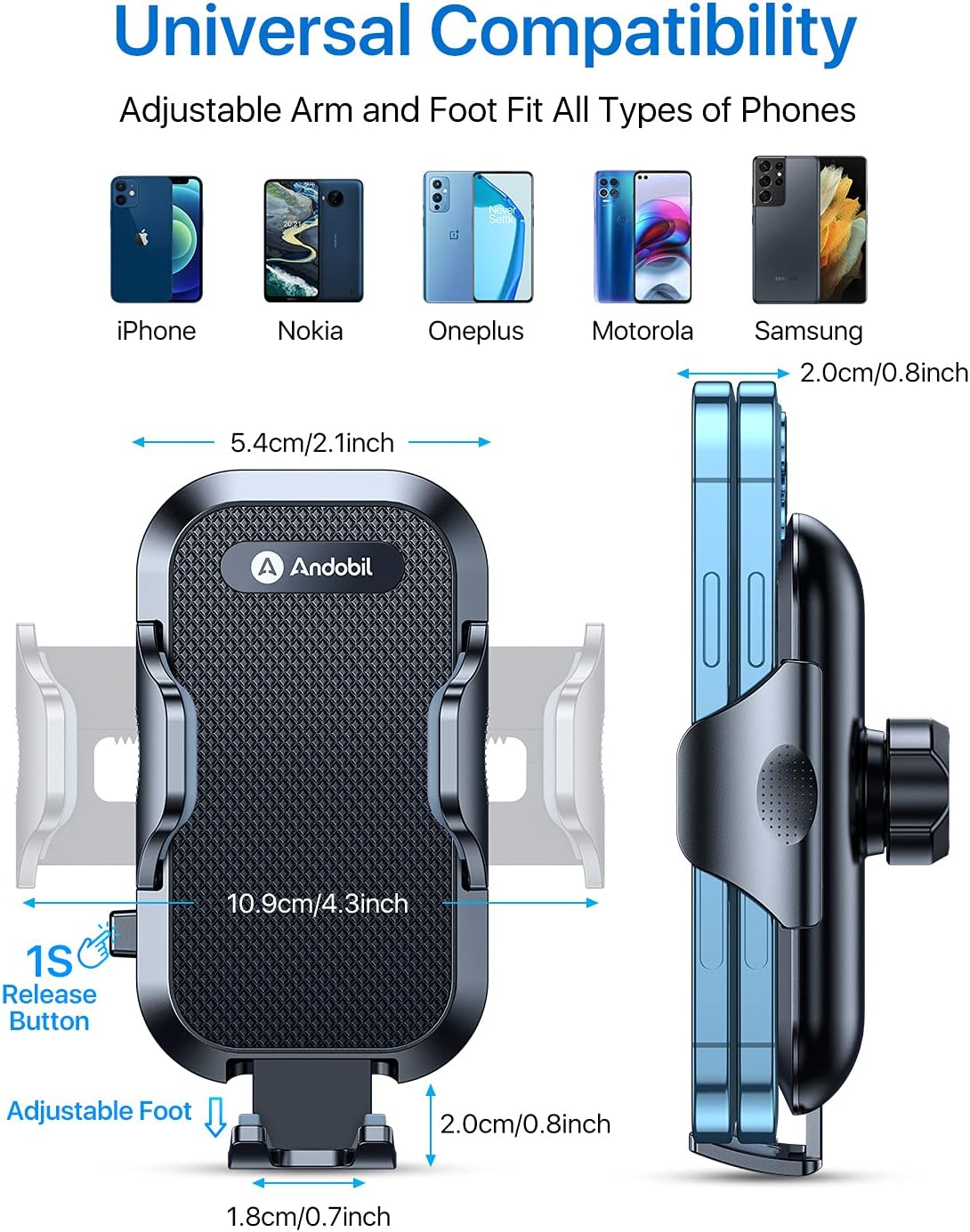 andobil 2026 Upgraded Car Phone Holder Mount for Vent, Military Sturdy Metal Clip Air Vent Phone Holder for Your Car Easy Used Cell Phone Car Mount for iPhone 17 Pro Max 15 14 13 Samsung S26 S25