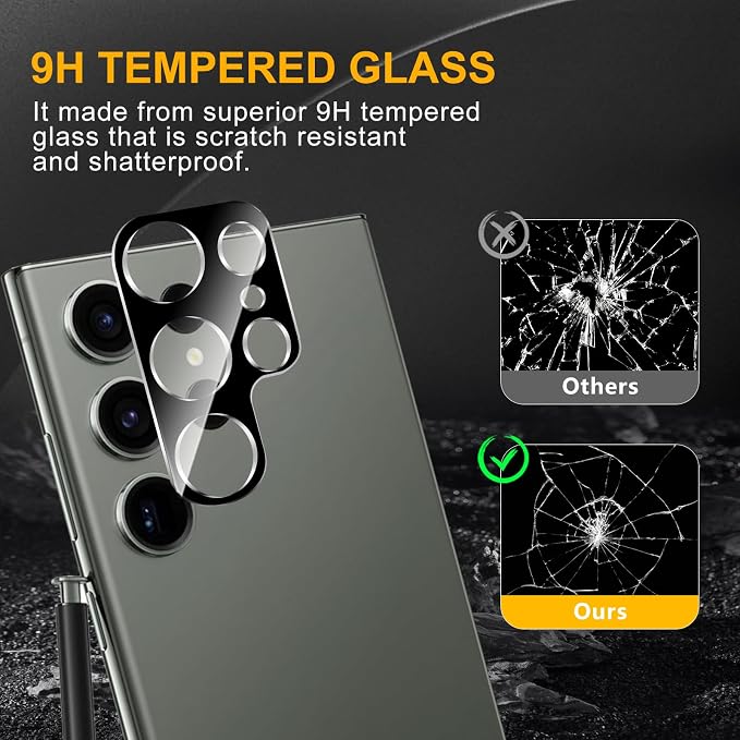 3 Pack Camera Lens Protector for Samsung Galaxy S23 Ultra, Tempered Glass