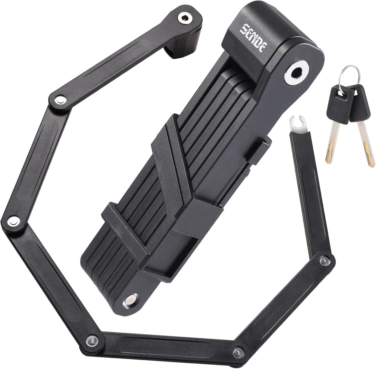 Skiennix Folding Bike Lock - Heavy-Duty Anti-Theft Alloy Steel with Mounting Bracket & 2 Keys (30 in)