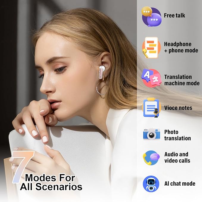 Ai Translation Earbuds Real Time, 165 Languages Translator Earbuds