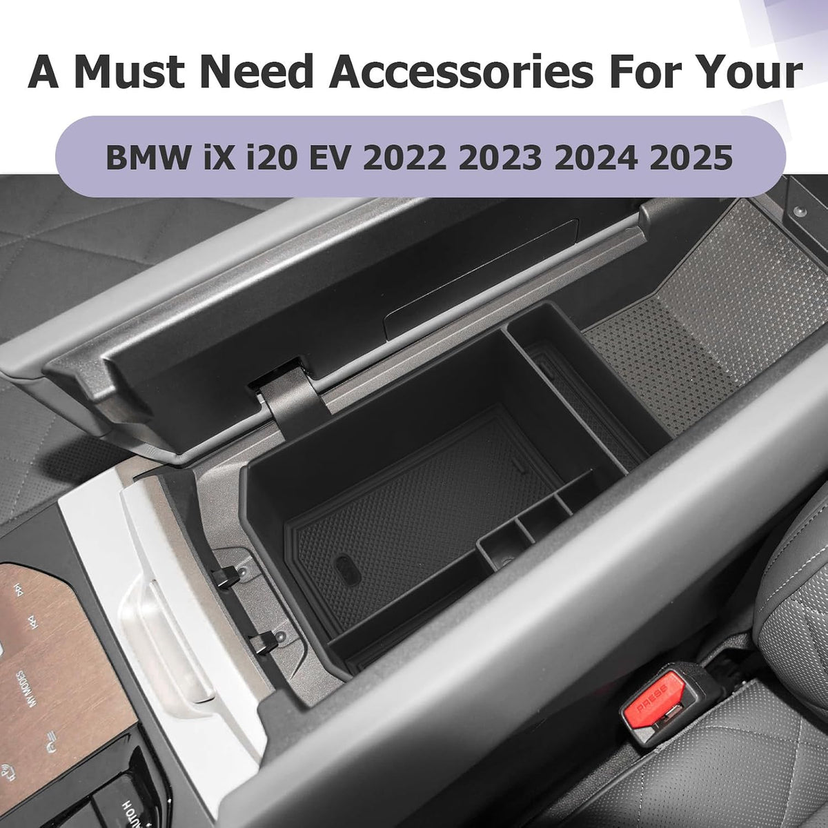 LUWU 2022-2026 BMW iX Center Console Organizer xDrive45 xDrive60 M70 Armrest Storage Box Armrest Organizer Insert Tray 2025 2026 BMW iX Accessories