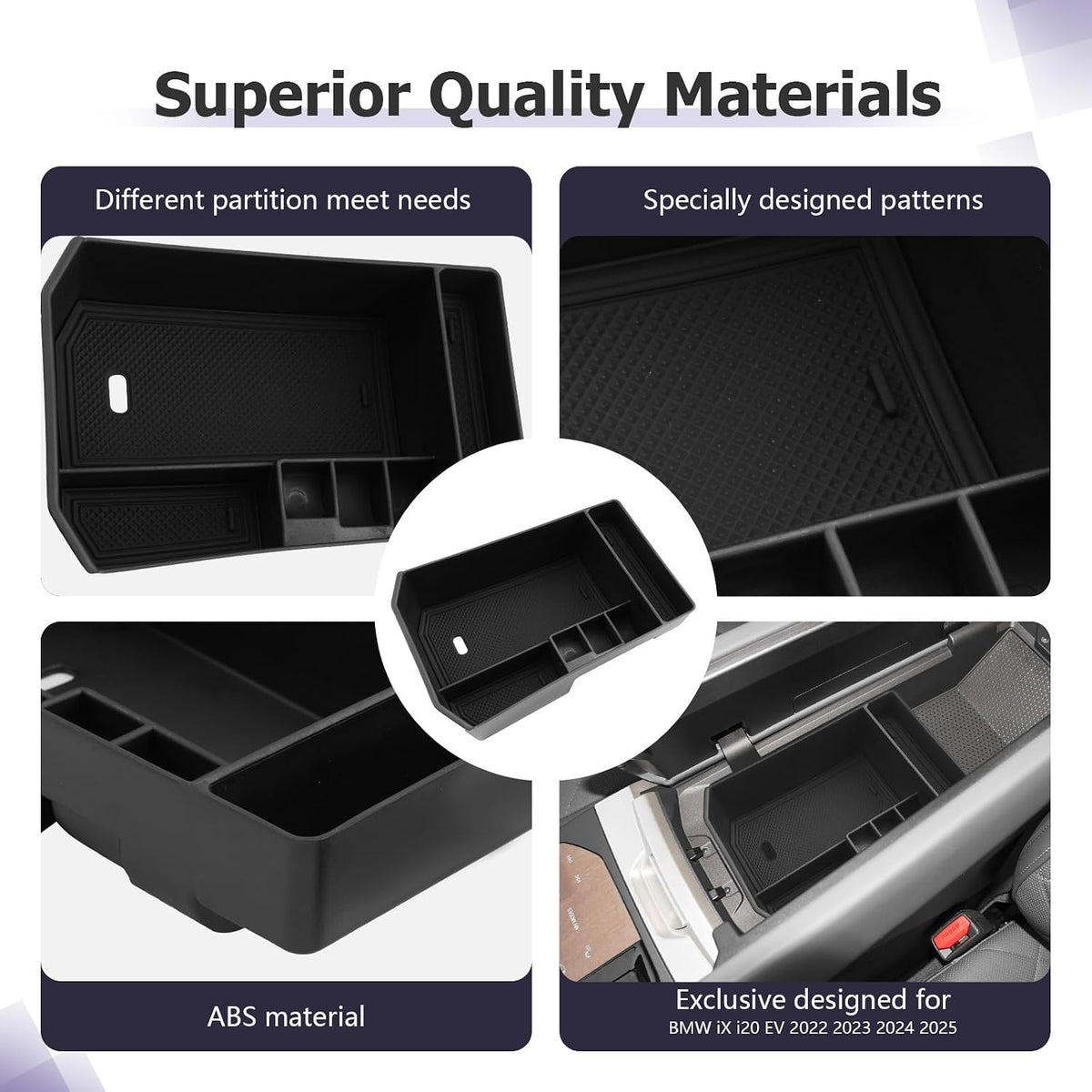 LUWU 2022-2026 BMW iX Center Console Organizer xDrive45 xDrive60 M70 Armrest Storage Box Armrest Organizer Insert Tray 2025 2026 BMW iX Accessories