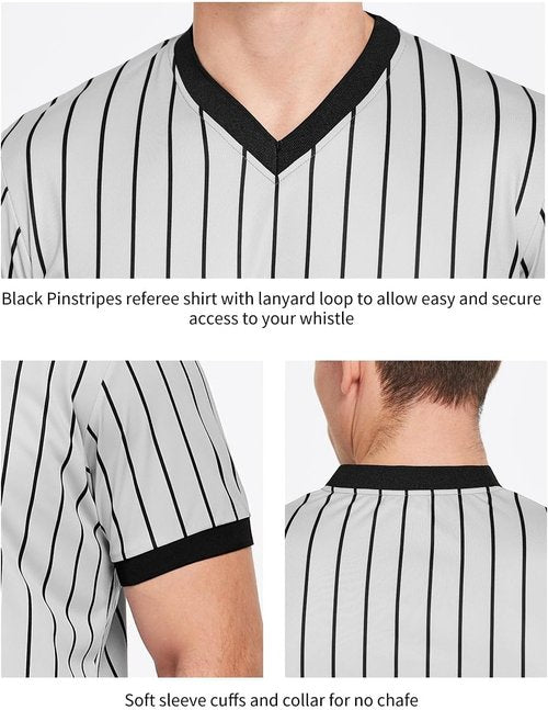 FitsT4 Referee Shirt - Grey V-Neck Performance Jersey for Basketball & Wrestling Officials