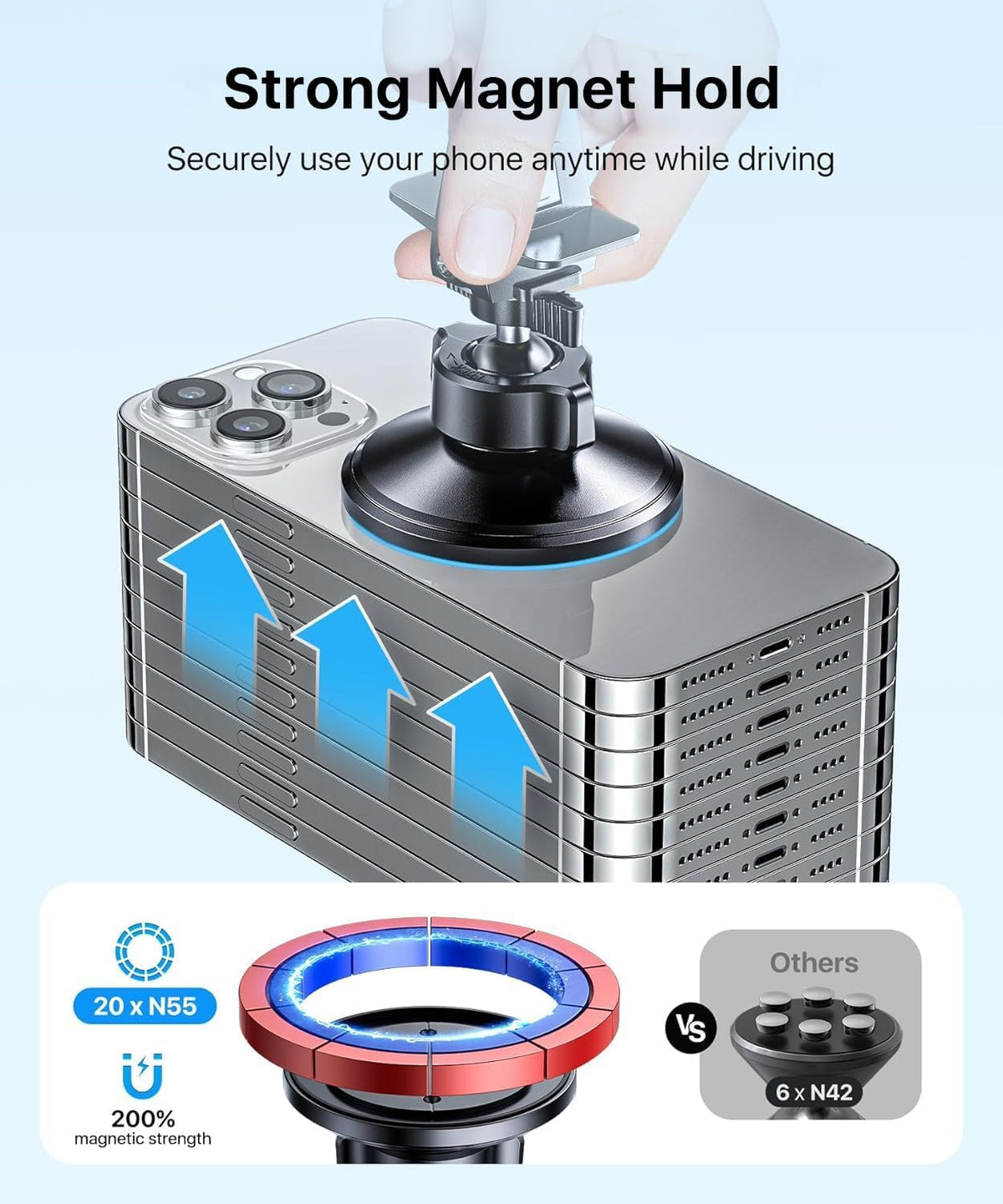 andobil for MagSafe Car Mount [Strong Magnet&Metal Clip] Vent Phone Holder