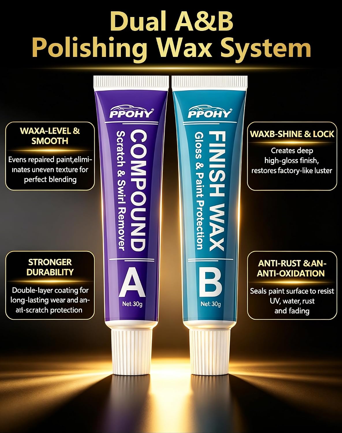 Azure Gray Metallic Tri-Coat(G4) Touch Up Paint for Ford with A/B Wax OEM Exact Match,Scratch Repair Kit,2-In-1 Tip/Brush,Quick Dry Anti-Rust Waterproof Paint F-150,Mustang,Explorer,Bronco