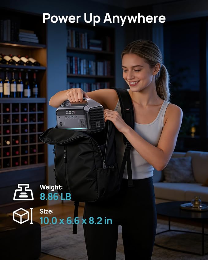 DARAN Portable Power Station 600W (1200W Peak), 288Wh (90,000mAh) Solar Generator LiFePO4 Battery with AC DC Outlets, 2hrs Fast Charging, 7-Port Design for Emergency, Hurricane (Solar Optional)