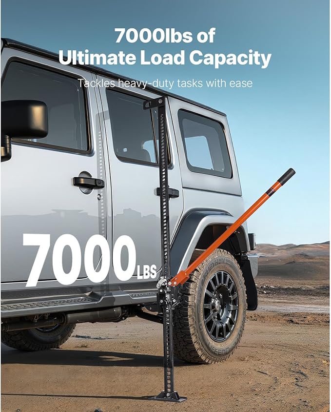 VEVOR Farm Jack 60inch, 7000 lbs Capacity Ratcheting Off Road Jeep Jack for Tractor, Truck, SUV, Bumper Lift, Orange