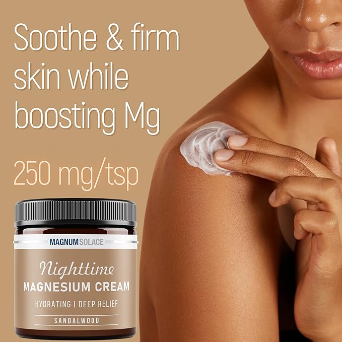 Magnesium Lotion – Nighttime Magnesium Cream – Apply to Leg Muscles, Arms or Chest - Topical Magnesium Chloride – USA Made and Safe for Kids (Sandalwood)