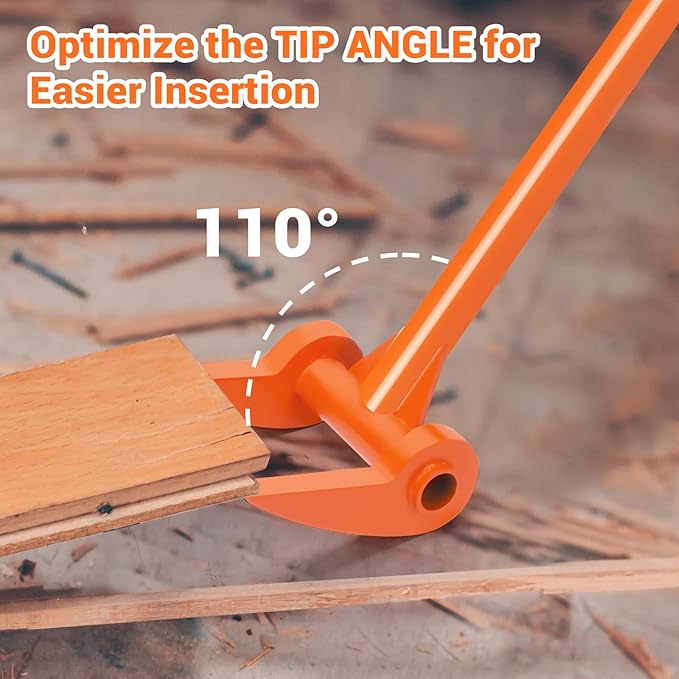 48" Pallet Buster, 110 Degree Decking Pry Bar, Heavy Duty Carbon Steel Deck Board Removal Tool for Deck, Pallet, Standing Hardwood Board Demolition Without Lower Back Pain & Knee Pain (Orange)