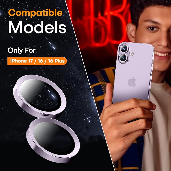 Camera Lens Protector for iPhone 17/iPhone 16/iPhone 16 Plus, Sapphire Glass