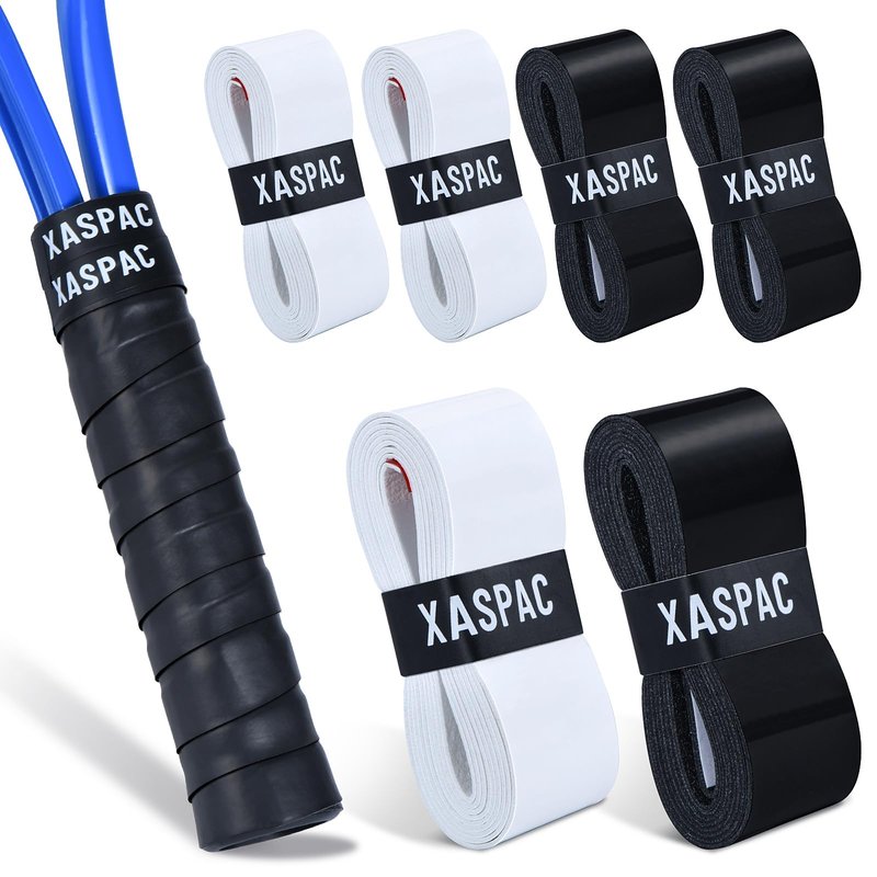 Xaspac 6 Pack Premium Overgrip Tape for Tennis, Pickleball & Badminton - Absorbent Dry Feel, Anti-Slip PU Material, Pre-Cut for Easy Installation, Enhanced Control & Durability (Black/White)