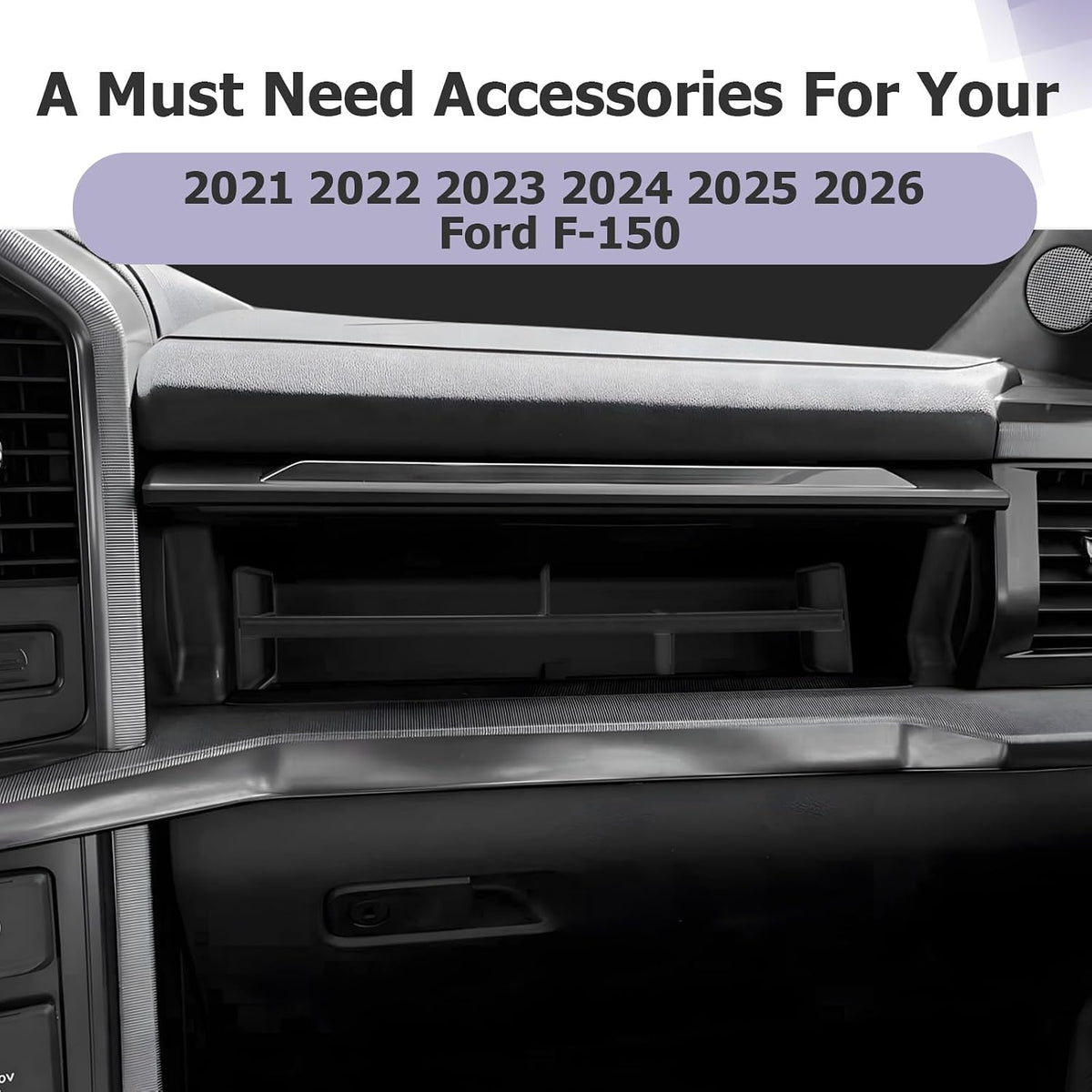 LUWU Glove Box Organizer Compatible with 2021-2025 2026 Ford F150 Accessories Passenger Side Storage Divider Partition Insert Box Glove Storage Compartment Organizer Tray ABS Materials