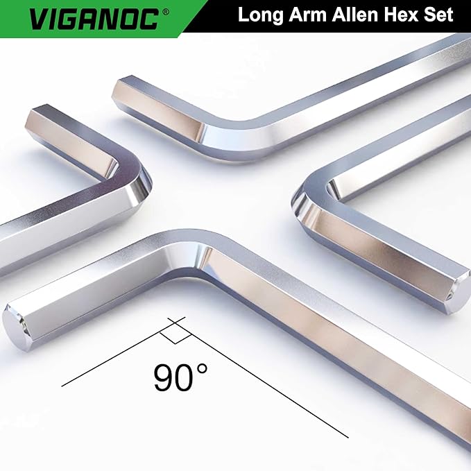 Allen Hex Key Set, 9-Piece, L-Shape, Chrome Vanadium Steel, 1.5-10 mm