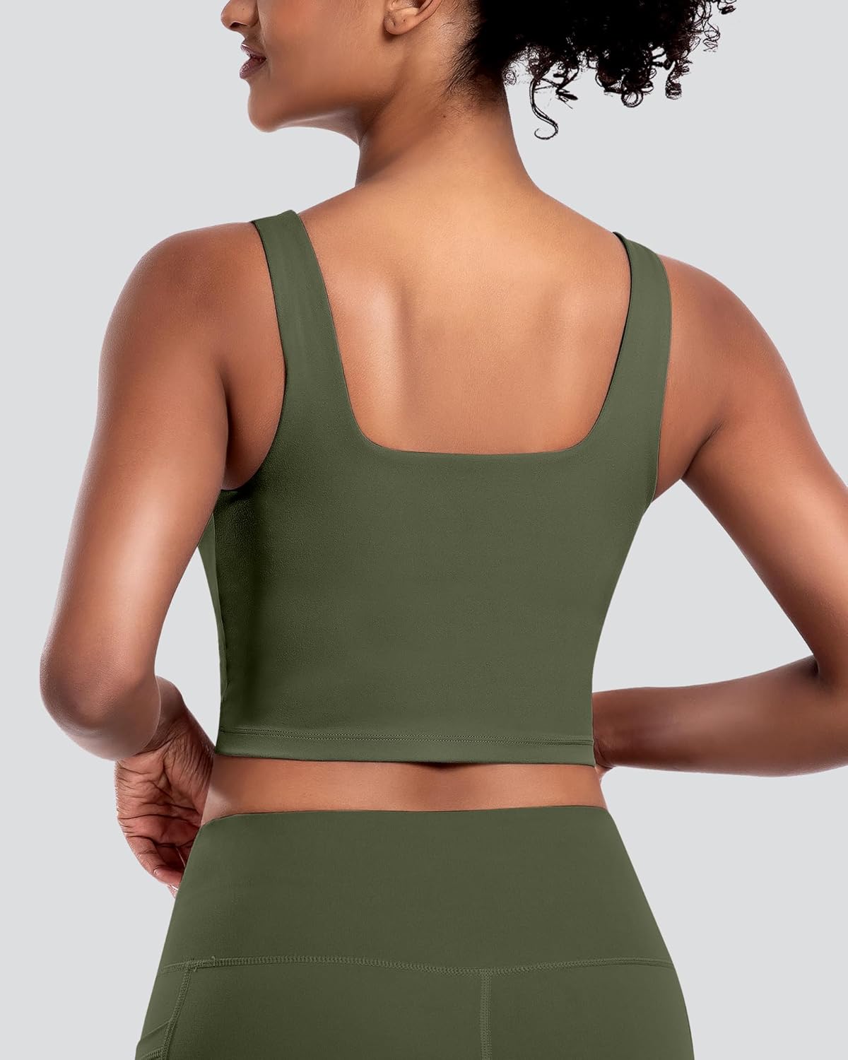 Skiennix Women's Sports Bras - 5-Pack Square Neck Longline Workout Crop Tops | Padded Yoga Camisoles