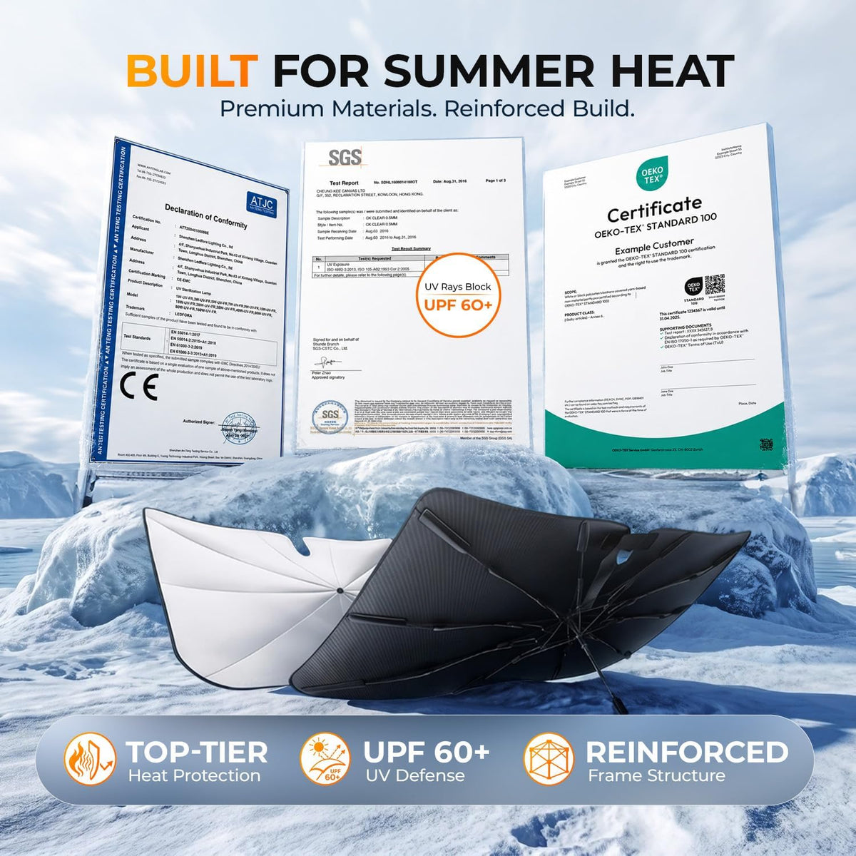 [2026 Upgraded] DooGooCoo Windshield Sun Shade Umbrella for Toyota Rav4 2019-2025 2026 [100% Sunlight Blocked, Cooling Ice Crystal] Sunshade for Car Windshield for Rav4 Sunshade, Custom Fit Rav4.