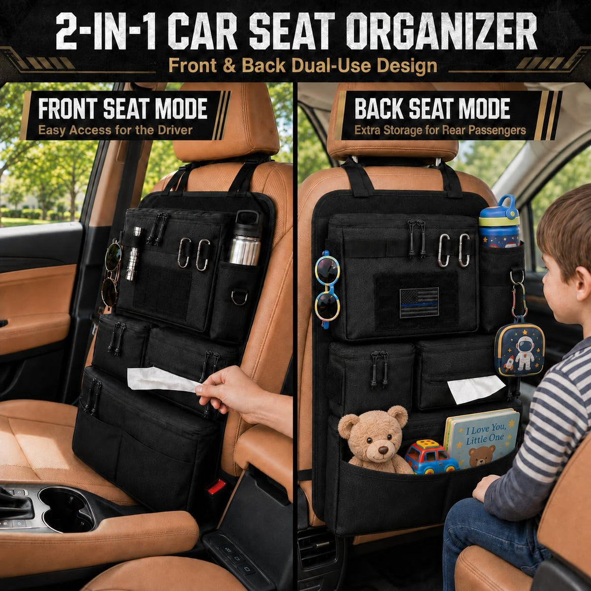 Back Seat Car Organizer: Tactical Heavy-Duty Panel for All Cars SUVs Trucks