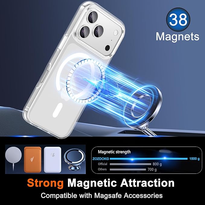 for iPhone 17 Pro Max Case Clear, Magnetic iPhone 17ProMax Case