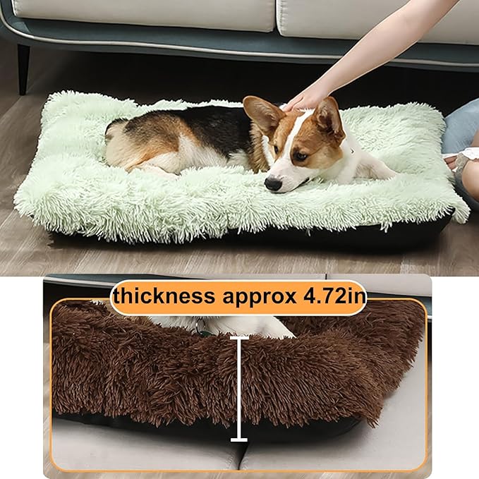 Dog Crate Mat, Dog Bed for Large Dogs, Comfy Fluffy Kennel Pad Anti-Slip for Dog beds & Furniture, Quilted Dog Bed for Pets for Medium/Small Dogs Cats (Color : Green 1, Size : 43x29)
