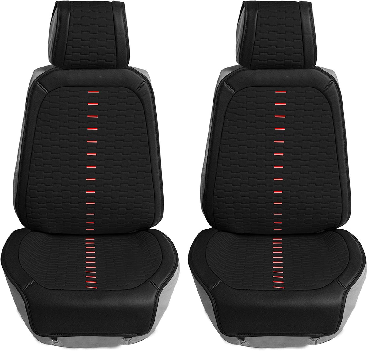 FH Group Front Set Automotive Seat Cushions - Car Seat Covers for Low Back Car Seats, Universal Fit, Airbag Compatible Seat Cover for SUV, Sedan, Van, Black