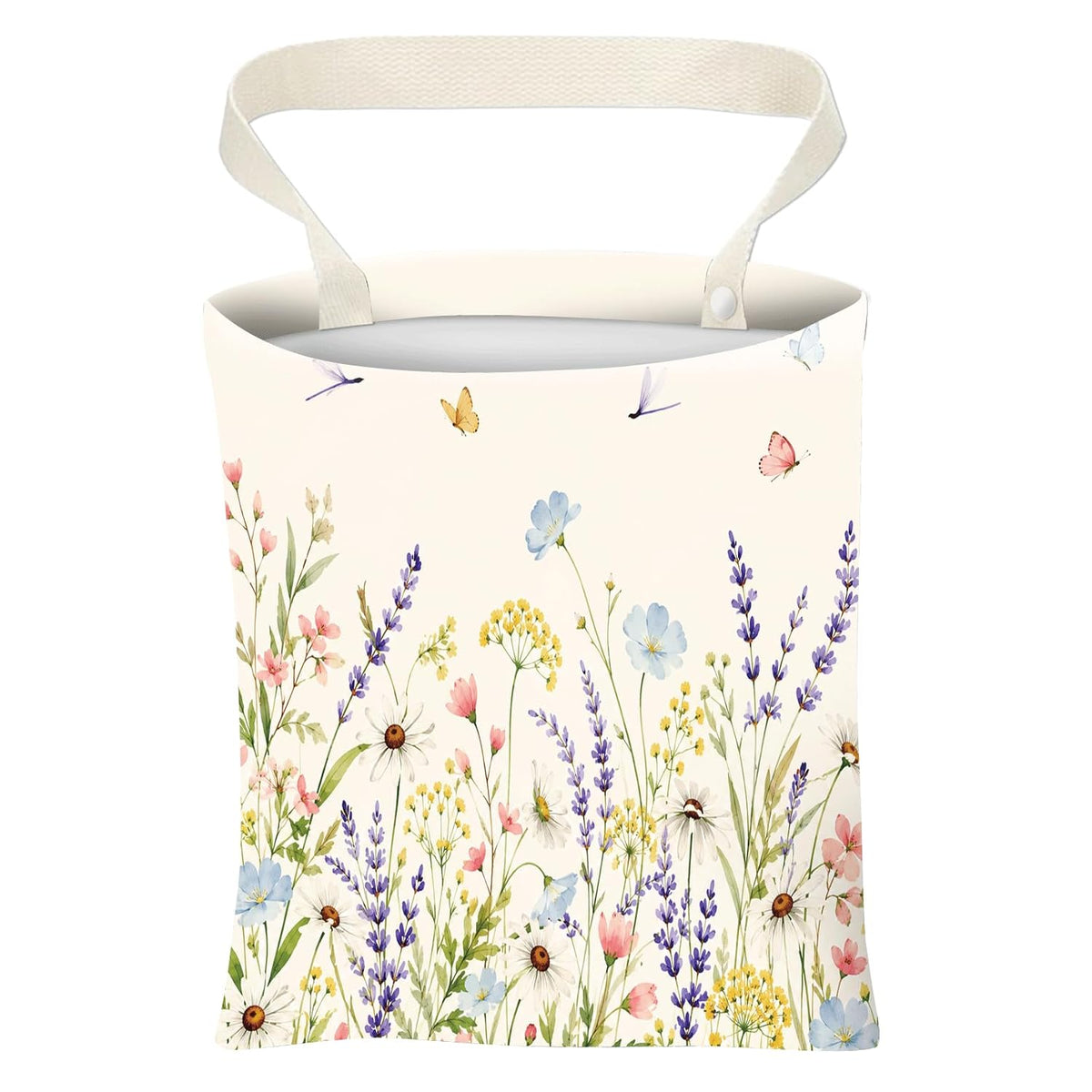 Car Trash Can, Cute Car Trash Bag, Hanging Car Organizer and Storage Bag, Trash Bin for Car Accessories, Vehicle, Travelling, Camping Cute Blue Floral