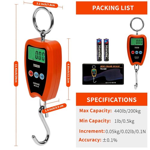 Digital Crane Scale by [Brand Name] - 300kg/660lbs Capacity | LED Handheld Mini Scale for Garage, Farm & Fishing