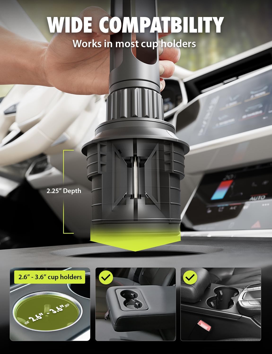 Bracketron OneClick Cup Phone Holder for Car, 360° Rotation Expandable Base