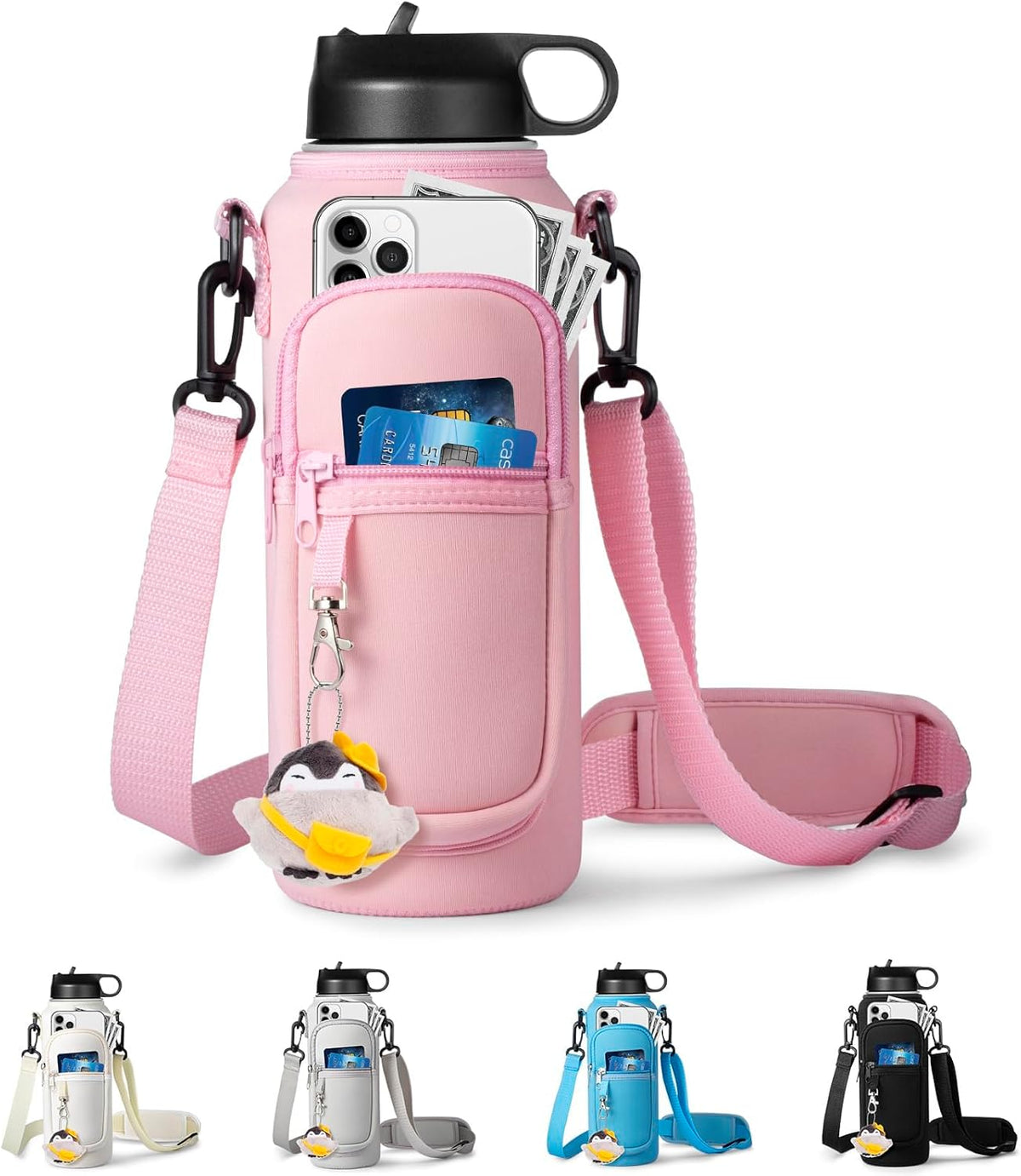 Regine Switzerland Water Bottle Holder - Sling Bag with Phone Pocket for Hydroflask 32oz/40oz | Ideal for Hiking & Travel