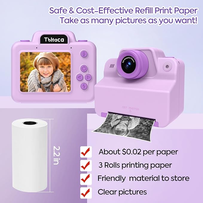 Instant Print Camera for Kids, Toddler Kids Camera Instant Print for 3 4 5 6 7