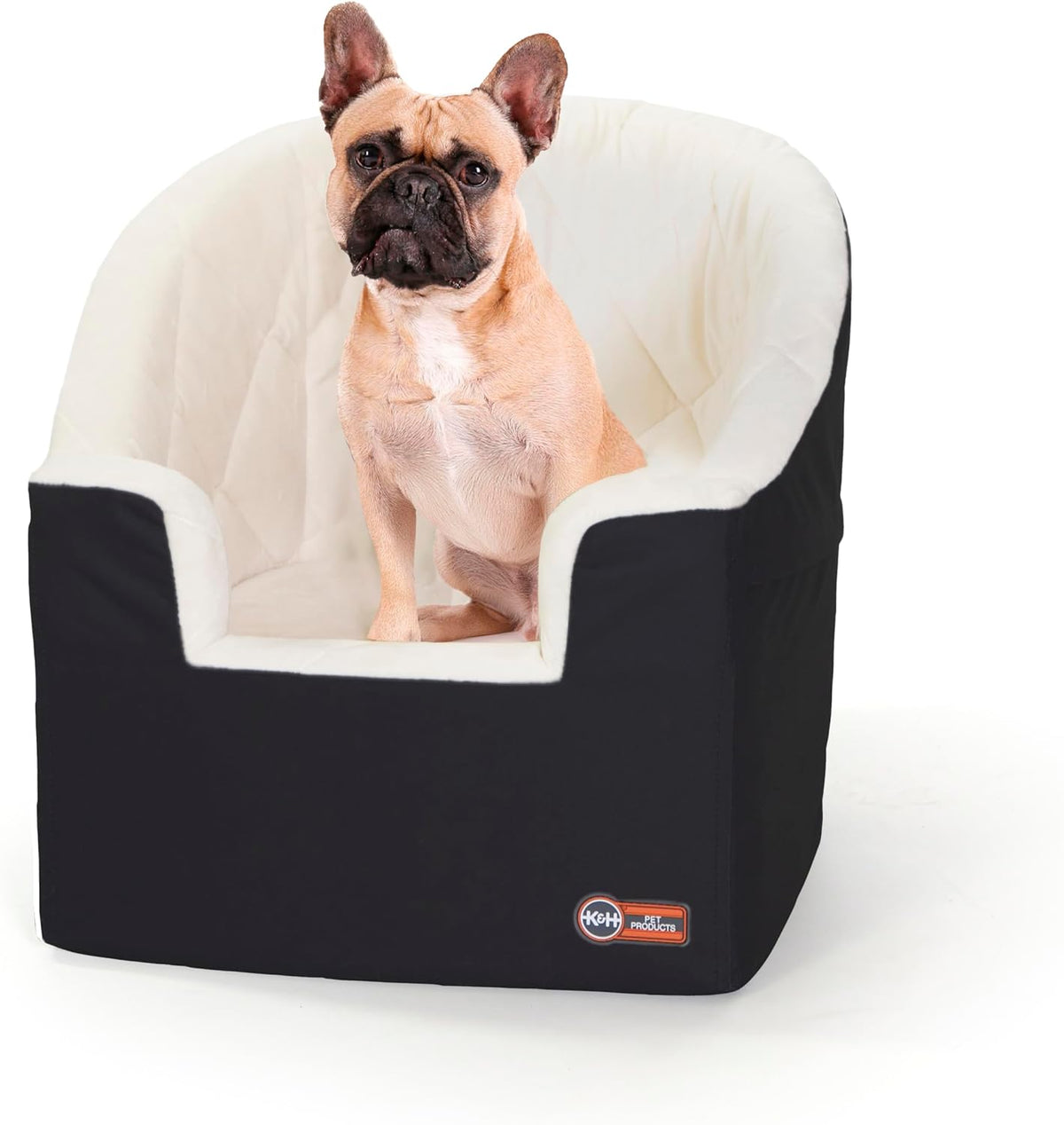K&H Dog Car Seat, Bucket Booster for Cats & Dogs, Small, Black/Cream