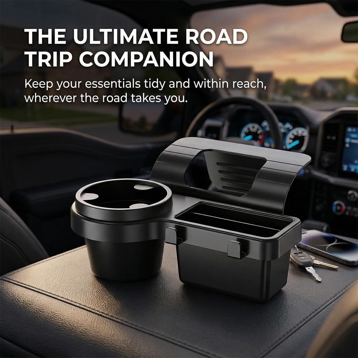 Car Door Window Storage Organizer with Cup Holder