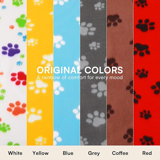 LINENLUX Cute Dog Blanket for Small Medium Dogs 6-Pack Soft Stretchy Fleece Blankets for Pet Cat Puppy Warm Wrinkle-Resistant Throw for Couch Bed Outdoor Light Blue 40x31 inch (Pack of 6)