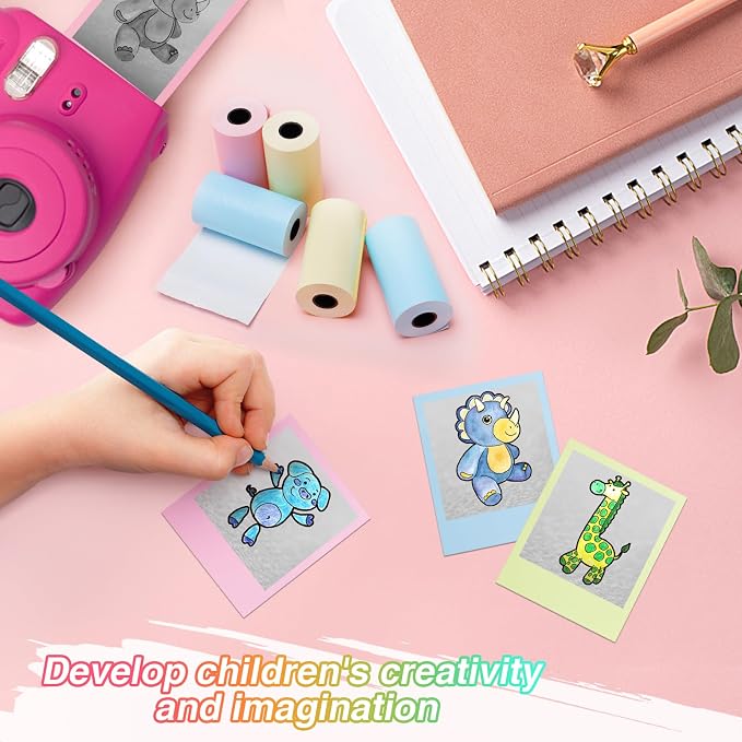 9 Rolls Kids Instant Camera Print Refill Paper- 1''×2.2'' Photo Printer Thermal