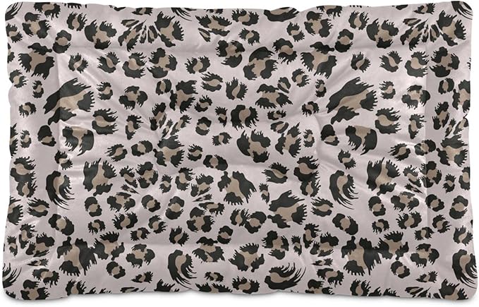 Leopard Print Pet Bed Cute Dog Bed Mat Absorbing Non Slip Pad Pet Sleeping Mat for Small, Medium, and Large Dogs Puppy Cat 24 in x 18 in