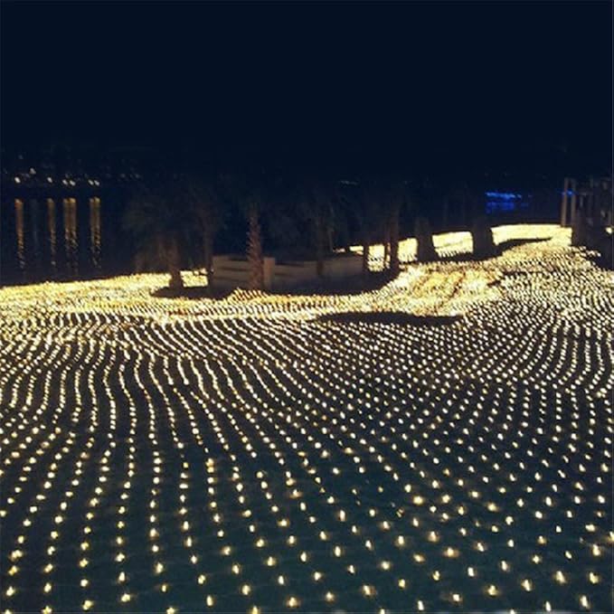 LED Net Mesh String Fairy Light Warm White, 9.8ft x 6.6ft 204 LEDs 8 Modes, LED Indoor Outdoor String Lights Waterproof Wedding Party Garden Room Christmas Holiday Decorative Light