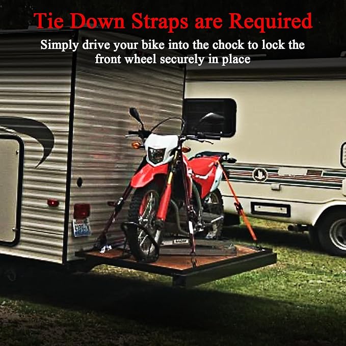 WOWTK 6.5" Removable Dirt Bike Wheel Chock w/Mount Kit,6 1/2 in. wide Motorcycle Trailer Locking Wheel Chock Tire Holder,Pack of 2