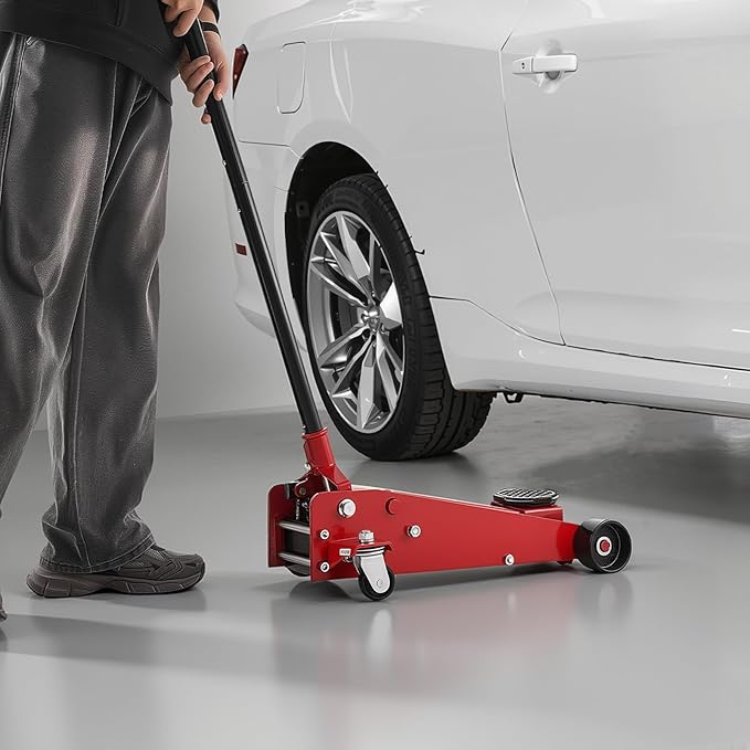 VEVOR 3 Ton Low Profile Floor Jack, Steel Racing Floor Jacks with Single Piston Quick Lift Pump, Hydraulic Trolley Car Jack for Sport Utility Vehicle, SUVs, Pickups, Lifting Range 5.1"-19.7"