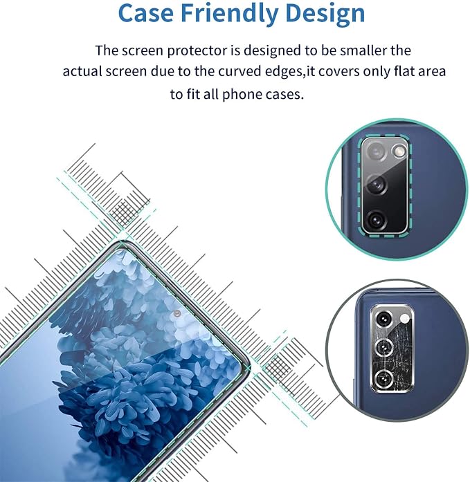 Galaxy S20 FE Screen Protector and Camera Protector, Tempered Glass Screen
