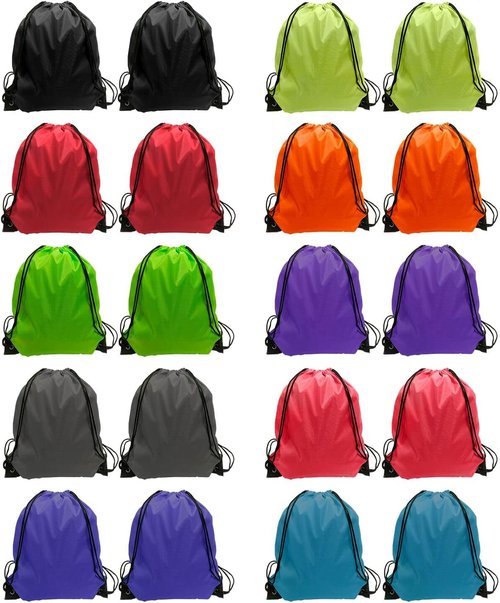 GoodtoU Drawstring Bags - 20 Pack Nylon Cinch Backpacks for Gym, Travel & Parties | 15.5x13.5 Inch, 10 Colors