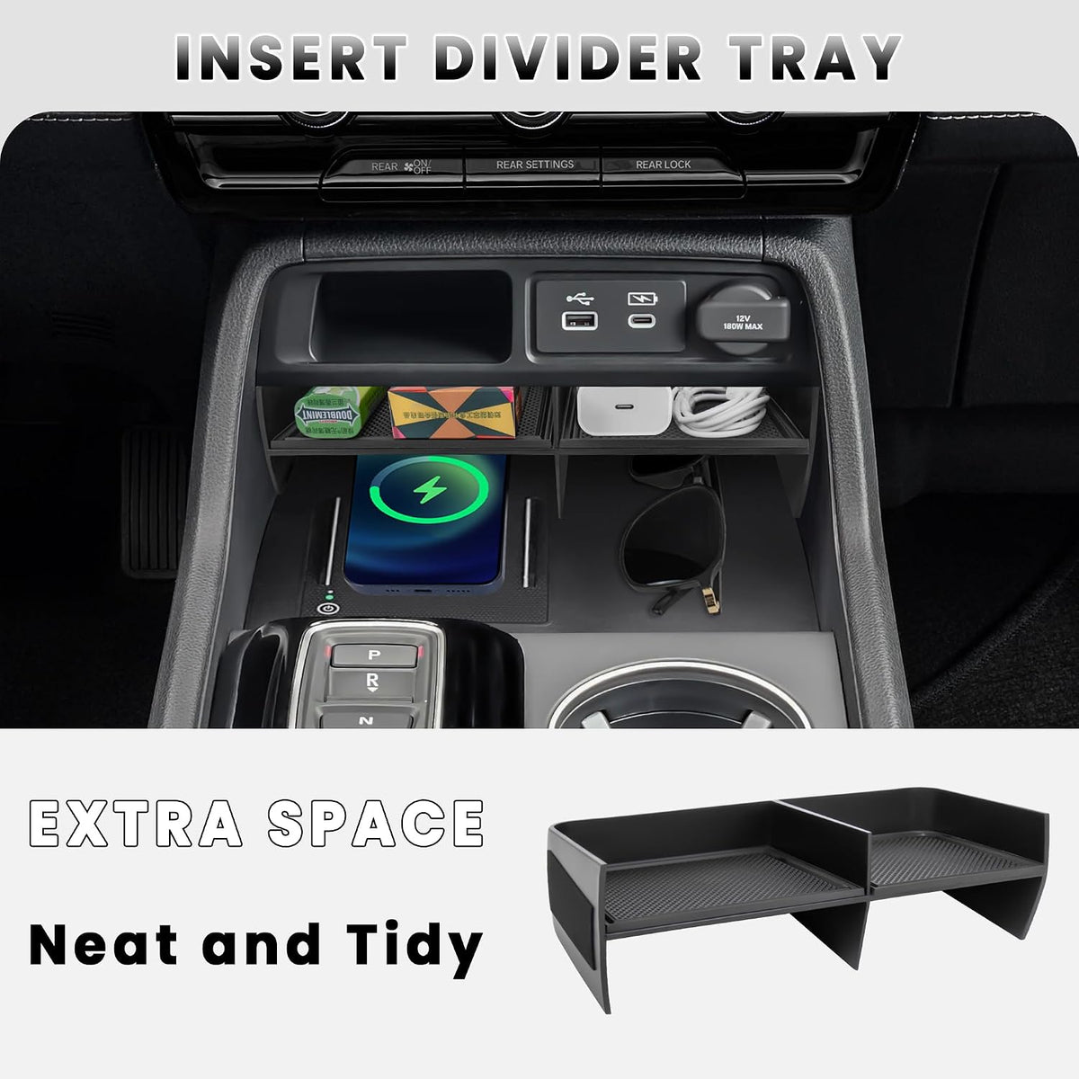 2PCS Center Console Organizer for 2023-2026 Honda Pilot/26 Passport