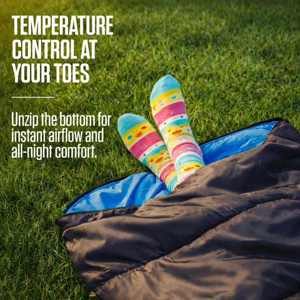 VENTURE 4TH Sleeping Bag - Lightweight & Warm for Cold Weather | XXL Size for Adults, Kids & Couples - Perfect for Hiking & Camping