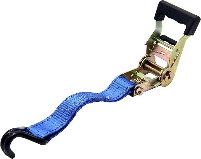 HFS(R) 4PC 1-1/2" x 15 ft Heavy Duty Ratchet Cargo Tie Down Straps 3000lbs Dual J-Hooks (Blue)