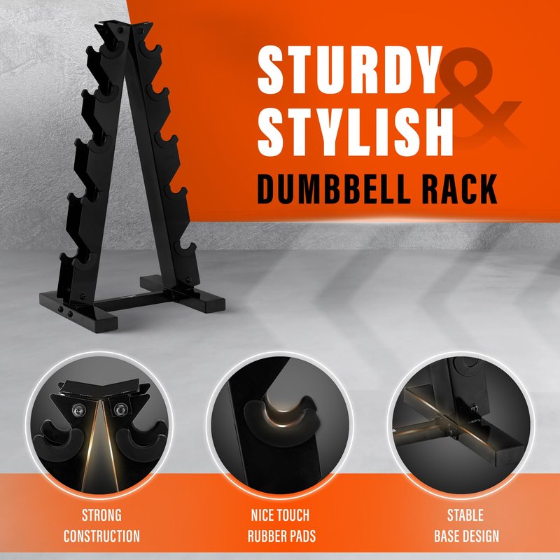 YES4ALL Dumbbell Rack Stand Only, 5 Tier A Frame Weight Rack for 5-25 LB Dumbbells