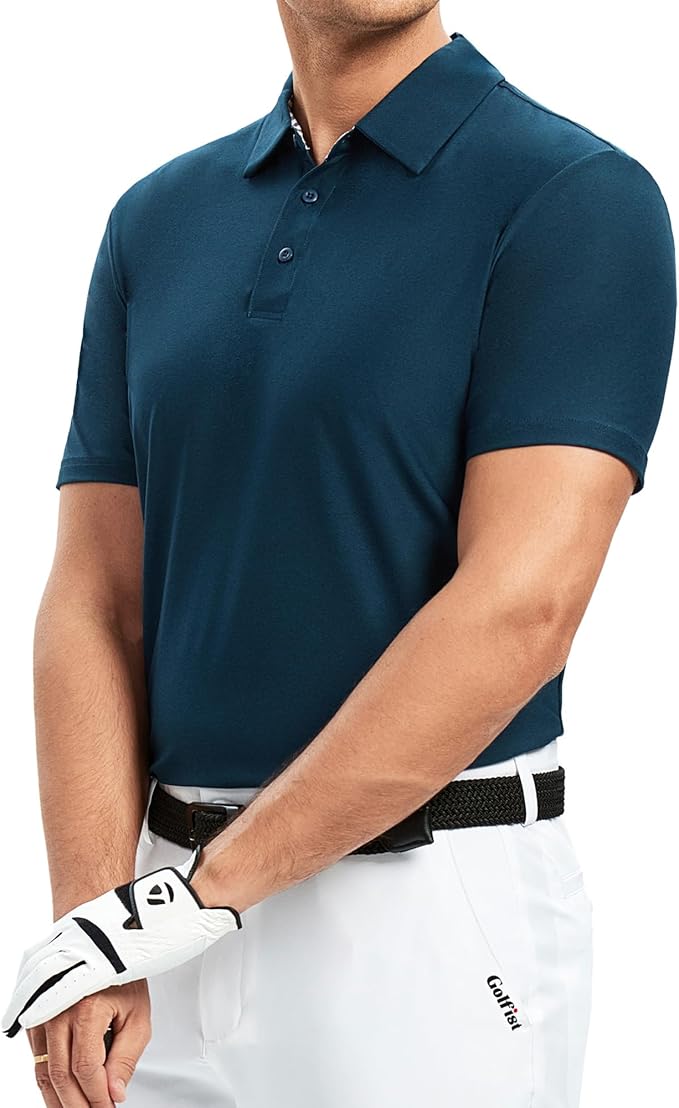 Alex Vando Mens Golf Shirt Moisture Wicking Quick-Dry Short Sleeve Casual Polo Shirts for Men