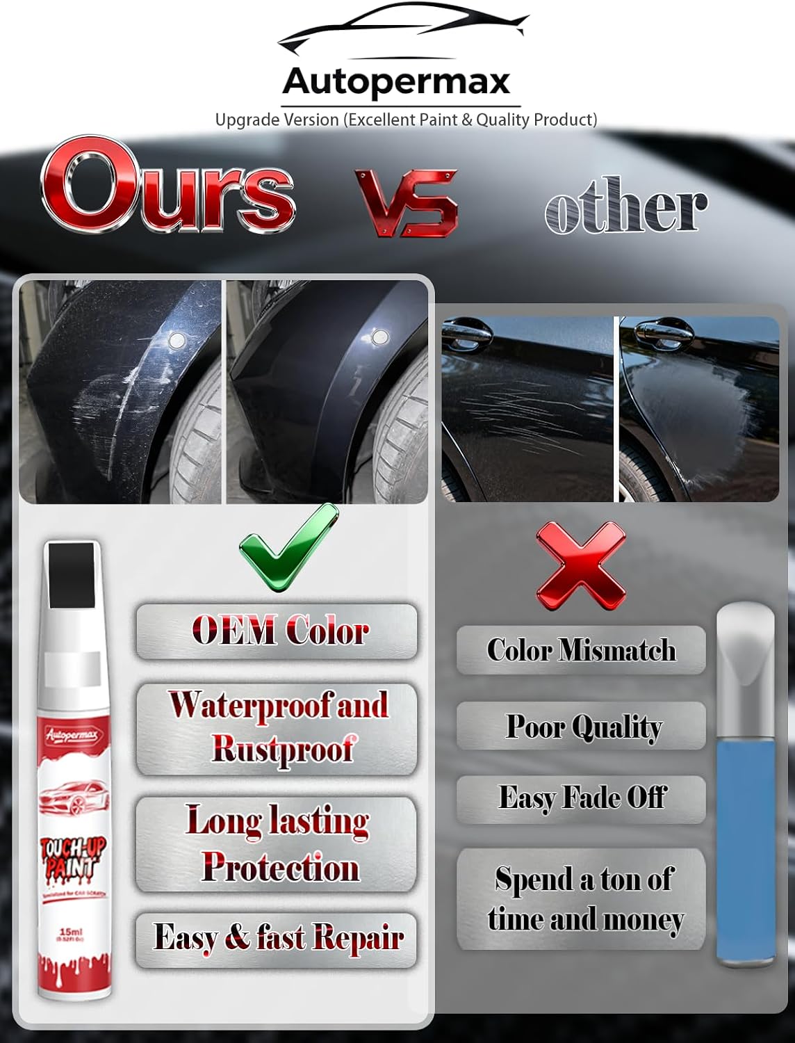 GA0/WA619D Northsky Blue Metallic Car Touch Up Paint for Chevrolet, Color Accurate Two-In-One Car Paint Scratch Repair Pen, Professional Scratch Remover for Vehicles Chips and Nicks Scuff