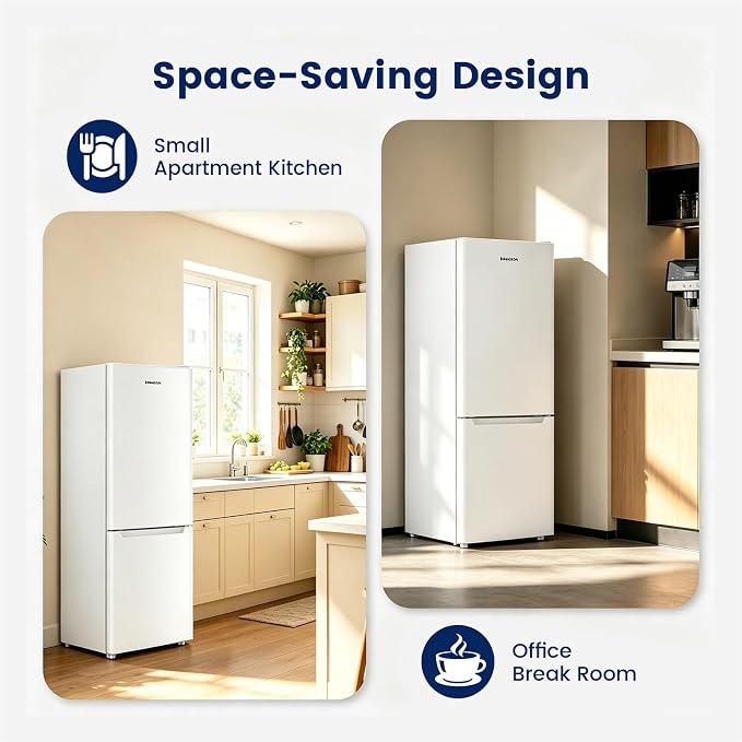 Apartment 7.1 Cu.Ft Refrigerator with Bottom Freezer Cream White | Office Fridge with Bottom Freezer, Large Capacity, Energy Saving, Adjustable Thermostat, Low Noise