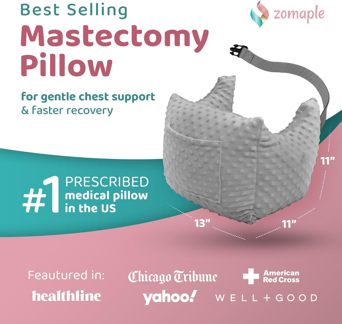 Zomaple Post Mastectomy Pillow Post Surgery – Post-Op Essentials, Breast Augmentation/Reduction & Mastectomy Recovery Supplies – Washable Cover for Comfort & Support