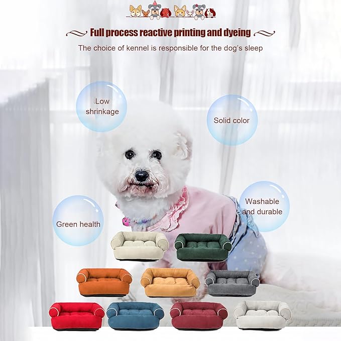Suede Sofa Dog Bed, Multiple Sizes Orthopedic Memory Foam Mattress, Durable and Calming, Washable Dog Bed with Anti-Slip Bottom M lightGrey