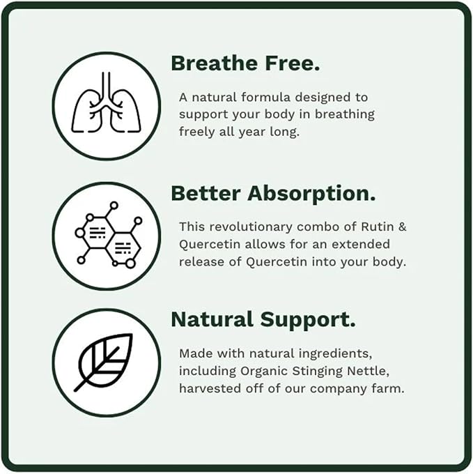 Allurtica | Herbal Supplement with Quercetin and Stinging Nettle | Seasonal Support for Adults & Kids | Non Drowsy | 120 Capsules